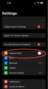 Be sure your iPhone isn’t set to Airplane Mode