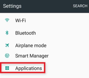 Find the category named Apps on the device settings