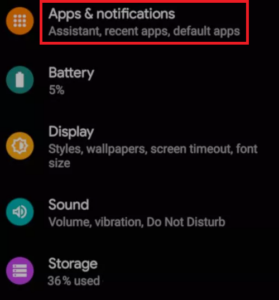 Now locate the options under Apps
