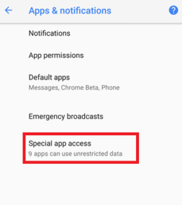 lick on the Special app access option