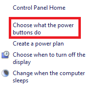 select Choose what the power buttons do from the left section