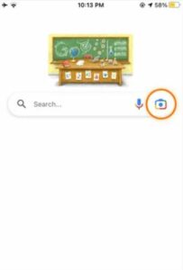 Open the Google app and tap the Google Lens camera icon 