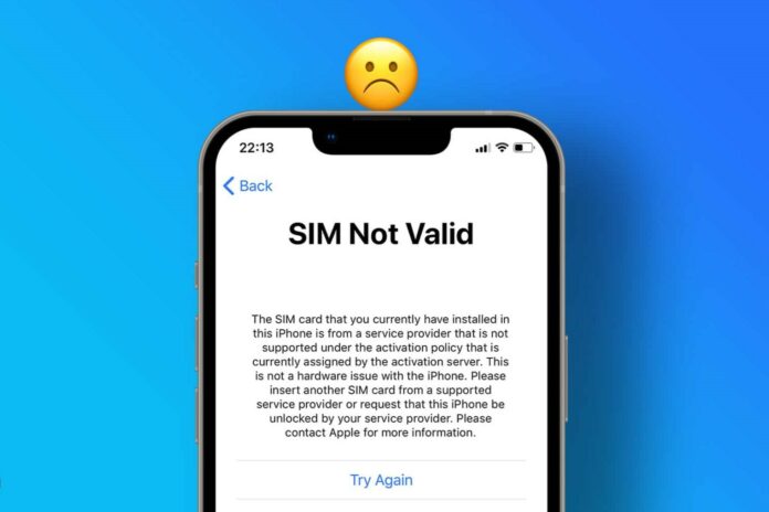 fixing issues with an invalid sim card